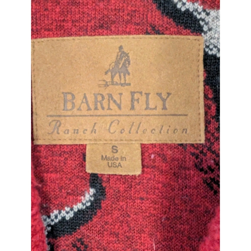 Vintage Barn Fly Bronco Bull Fleece Cardigan Jacket Small Ranch Western Red S - Picture 15 of 16